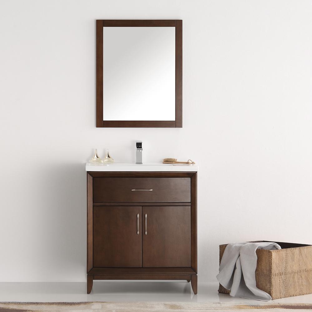 Fresca Cambridge 30" Antique Coffee Traditional Bathroom Vanity w/ Mirror - Luxe Bathroom Vanities