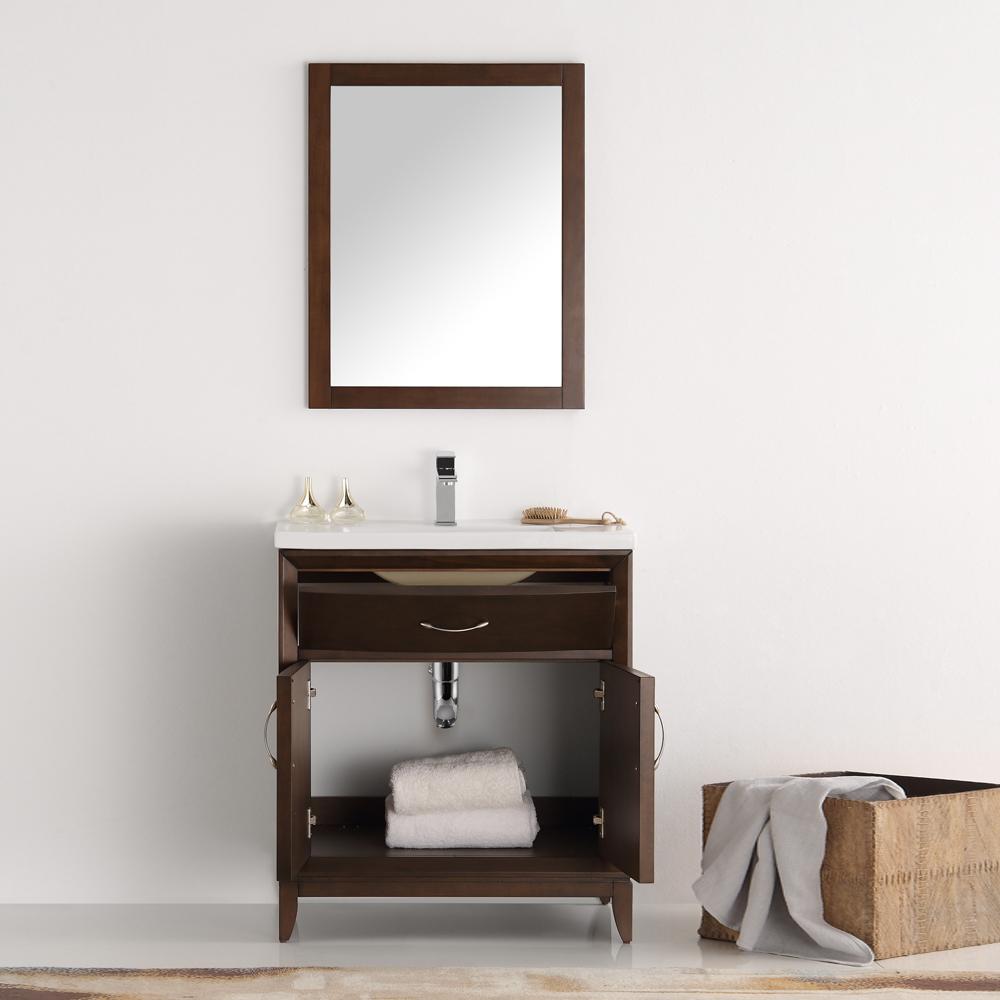 Fresca Cambridge 30" Antique Coffee Traditional Bathroom Vanity w/ Mirror - Luxe Bathroom Vanities