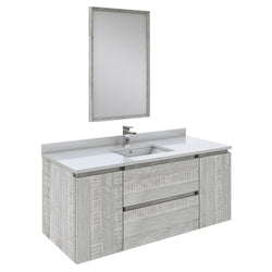 Fresca Formosa 48" Wall Hung Modern Bathroom Vanity w/ Mirror - Luxe Bathroom Vanities