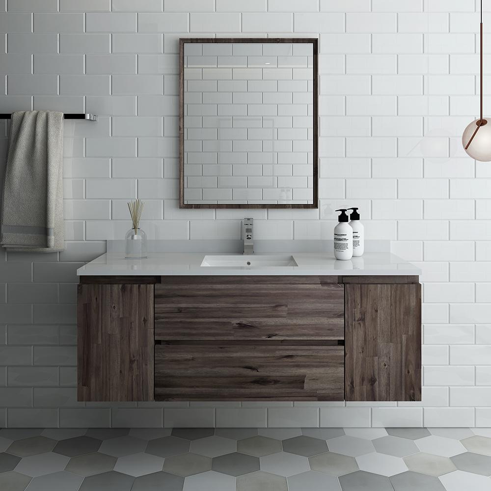 Fresca Formosa 54" Wall Hung Modern Bathroom Vanity w/ Mirror - Luxe Bathroom Vanities