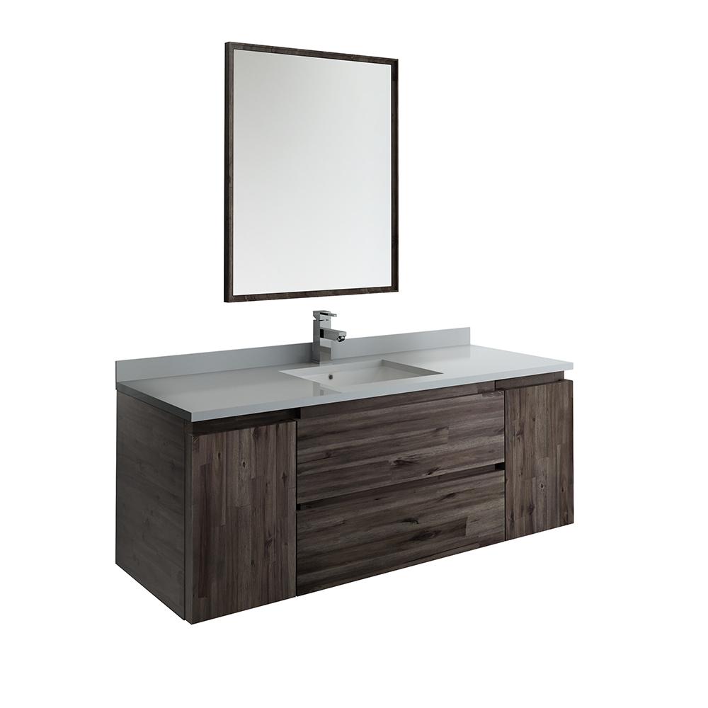 Fresca Formosa 54" Wall Hung Modern Bathroom Vanity w/ Mirror - Luxe Bathroom Vanities