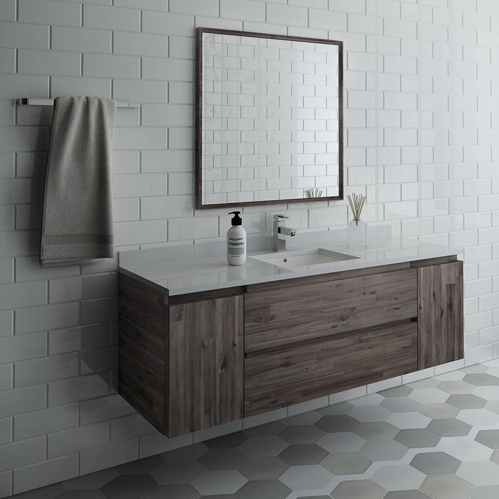 Fresca Formosa 60" Wall Hung Single Sink Modern Bathroom Vanity w/ Mirror - Luxe Bathroom Vanities