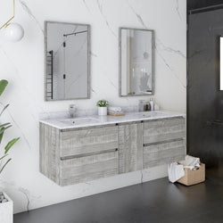 Fresca Formosa 60" Wall Hung Double Sink Modern Bathroom Vanity w/ Mirrors - Luxe Bathroom Vanities