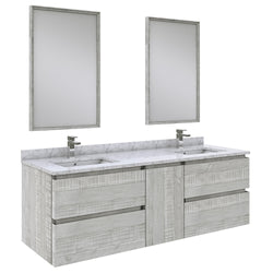 Fresca Formosa 60" Wall Hung Double Sink Modern Bathroom Vanity w/ Mirrors - Luxe Bathroom Vanities