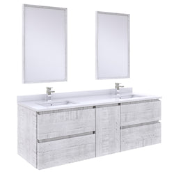 Fresca Formosa 60" Wall Hung Double Sink Modern Bathroom Vanity w/ Mirrors - Luxe Bathroom Vanities