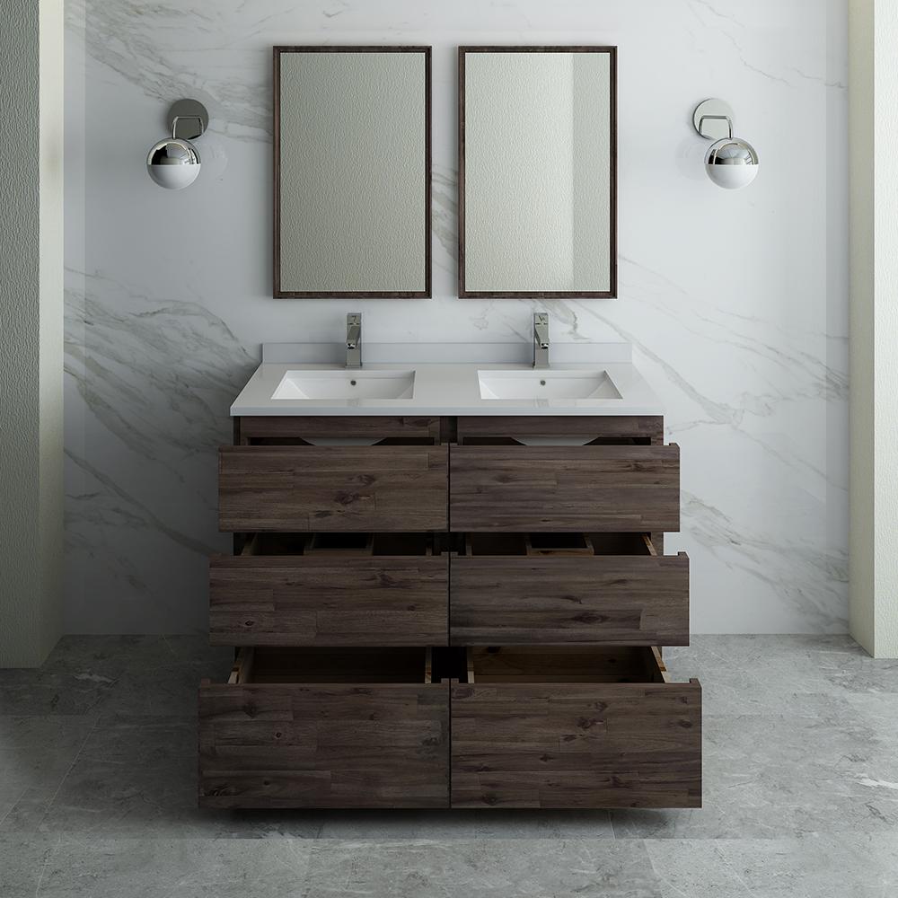 Fresca Formosa 48" Floor Standing Double Sink Modern Bathroom Vanity w/ Mirrors - Luxe Bathroom Vanities