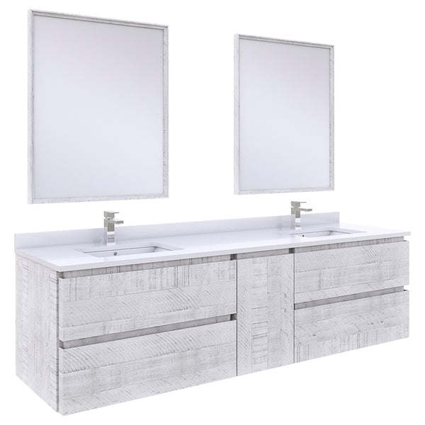 Fresca Formosa 72" Wall Hung Double Sink Modern Bathroom Vanity w/ Mirrors - Luxe Bathroom Vanities