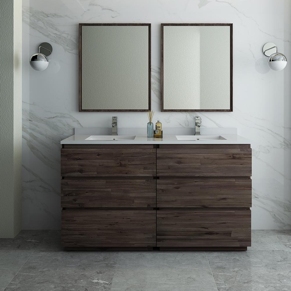 Fresca Formosa 60" Floor Standing Double Sink Modern Bathroom Vanity w/ Mirrors - Luxe Bathroom Vanities