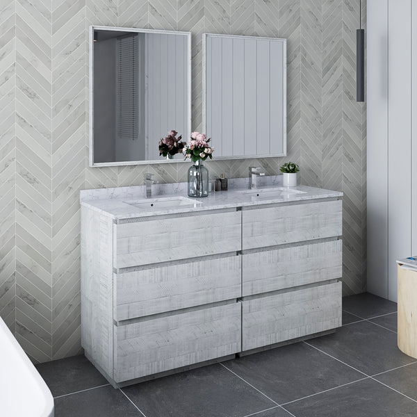 Fresca Formosa 60" Floor Standing Double Sink Modern Bathroom Vanity w/ Mirrors - Luxe Bathroom Vanities