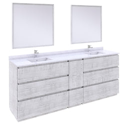 Fresca Formosa 84" Floor Standing Double Sink Modern Bathroom Vanity w/ Mirrors - Luxe Bathroom Vanities
