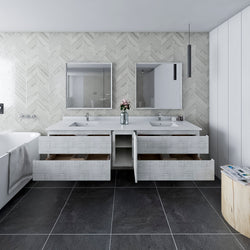 Fresca Formosa 84" Wall Hung Double Sink Modern Bathroom Vanity w/ Mirrors - Luxe Bathroom Vanities