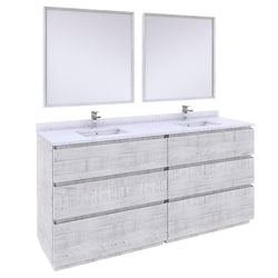 Fresca Formosa 72" Floor Standing Double Sink Modern Bathroom Vanity w/ Mirrors - Luxe Bathroom Vanities