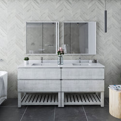 Fresca Formosa 72" Floor Standing Double Sink Modern Bathroom Vanity w/ Open Bottom & Mirrors - Luxe Bathroom Vanities