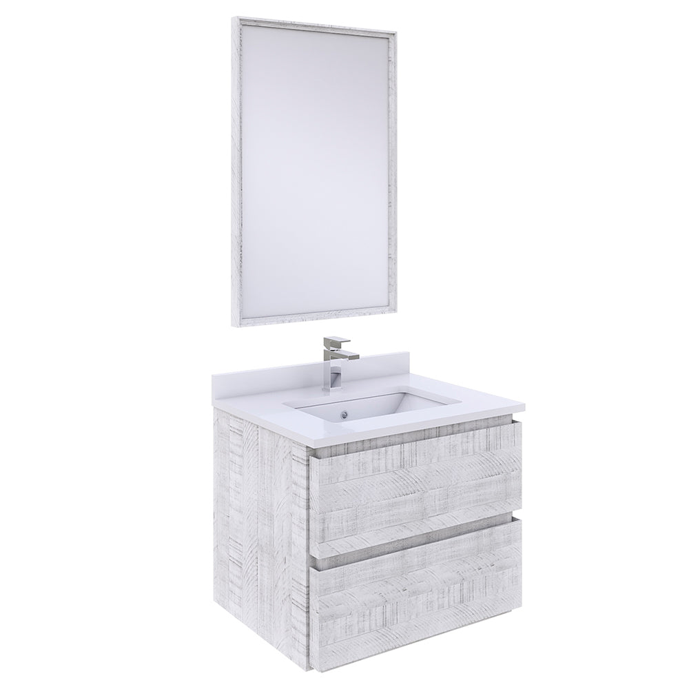 Fresca Formosa 24" Wall Hung Modern Bathroom Vanity w/ Mirror - Luxe Bathroom Vanities