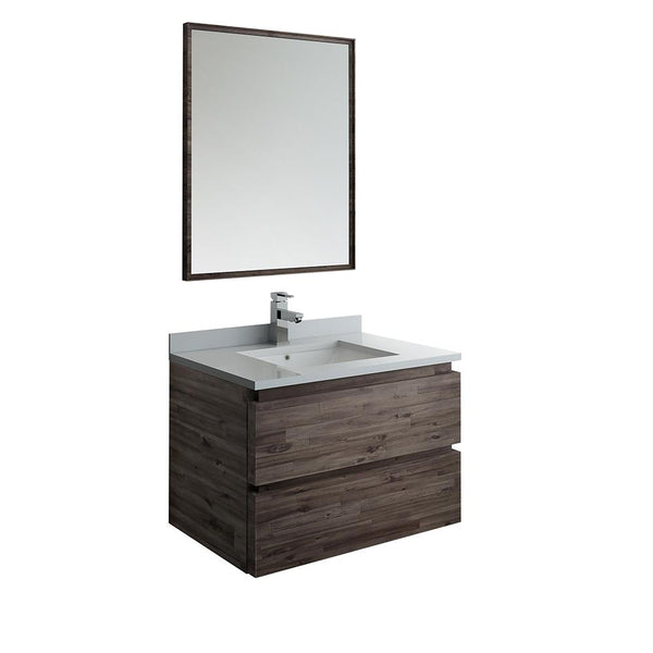 Fresca Formosa 30" Wall Hung Modern Bathroom Vanity w/ Mirror - Luxe Bathroom Vanities
