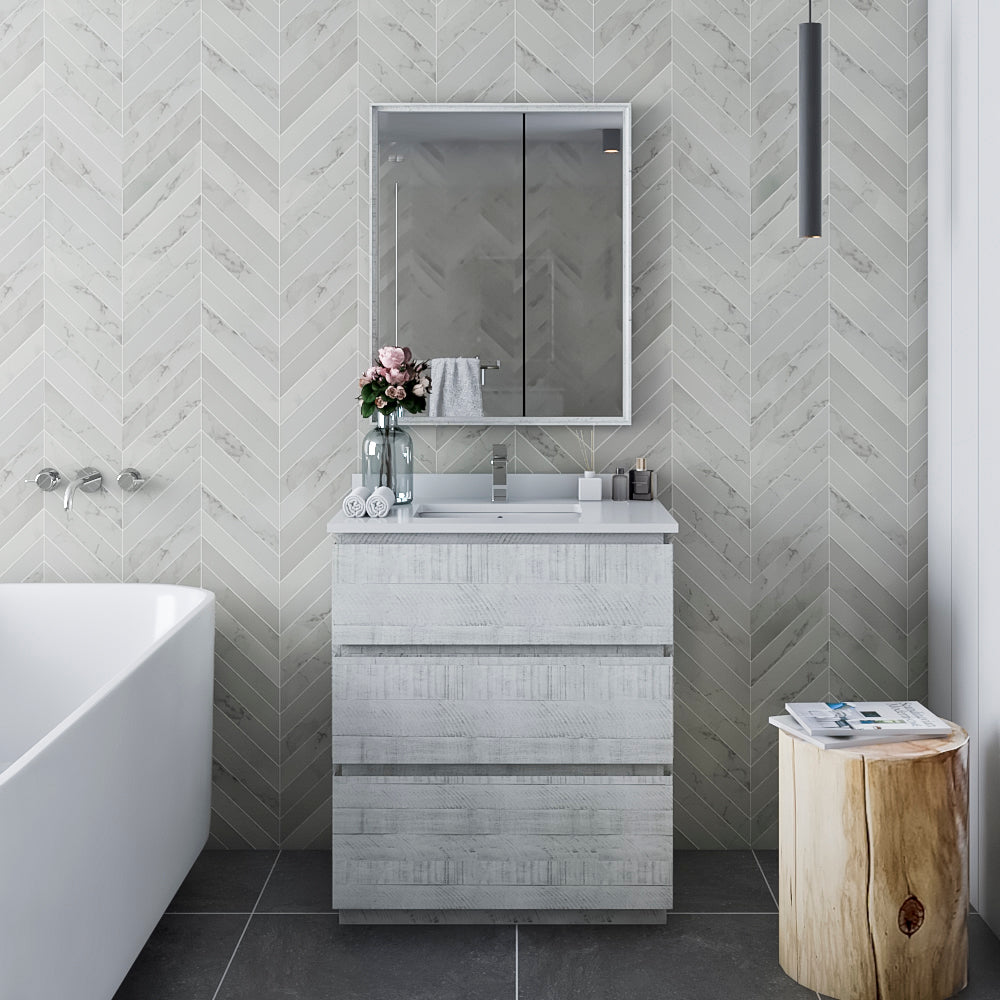 Fresca Formosa 30" Floor Standing Modern Bathroom Vanity w/ Mirror - Luxe Bathroom Vanities