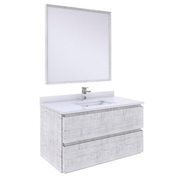 Fresca Formosa 36" Wall Hung Modern Bathroom Vanity w/ Mirror - Luxe Bathroom Vanities