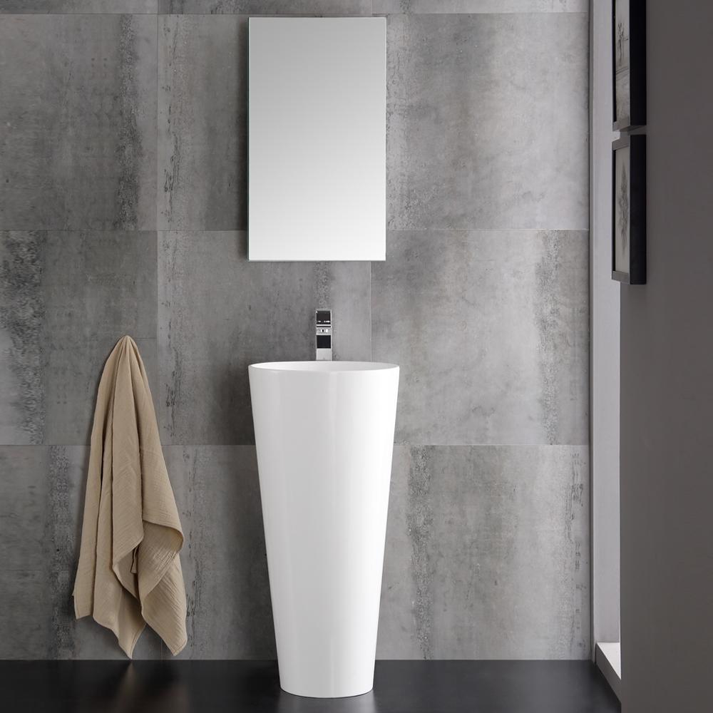 Fresca Parma White Pedestal Sink w/ Medicine Cabinet Bathroom Vanity F –  Tuscan Basins
