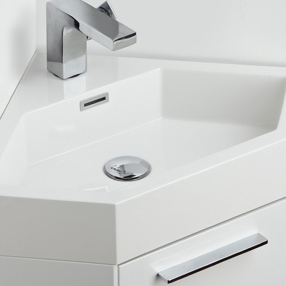 Fresca Coda 14" White Modern Corner Bathroom Vanity - Luxe Bathroom Vanities