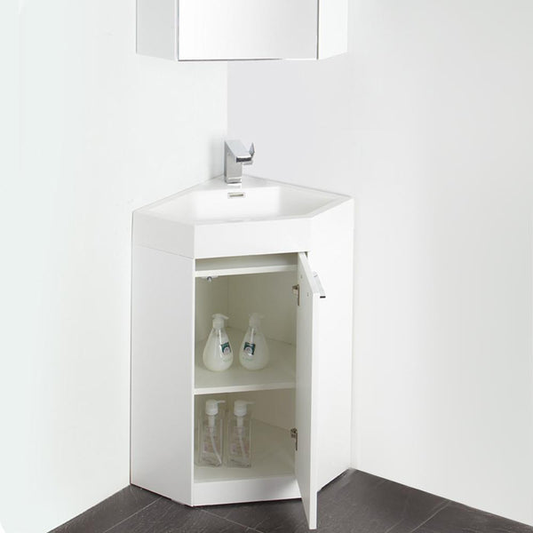 Fresca Coda 18" White Modern Corner Bathroom Vanity - Luxe Bathroom Vanities