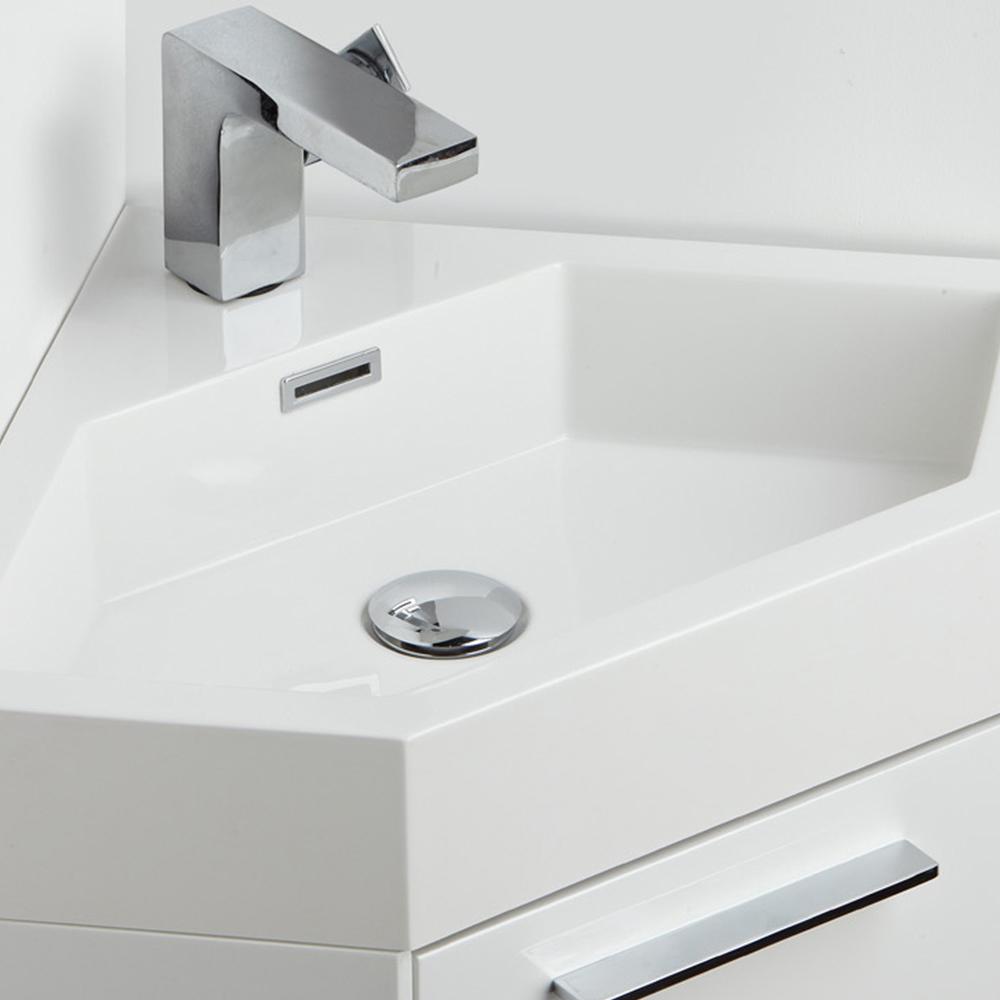 Fresca Coda 18" White Modern Corner Bathroom Vanity - Luxe Bathroom Vanities