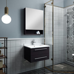 Fresca Lucera 24" Espresso Wall Hung Undermount Sink Modern Bathroom Vanity w/ Medicine Cabinet - Luxe Bathroom Vanities