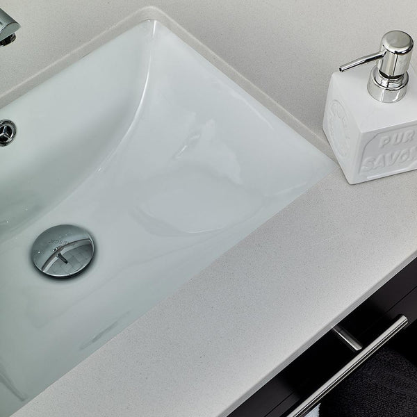 Fresca Lucera 24" Espresso Wall Hung Undermount Sink Modern Bathroom Vanity w/ Medicine Cabinet - Luxe Bathroom Vanities