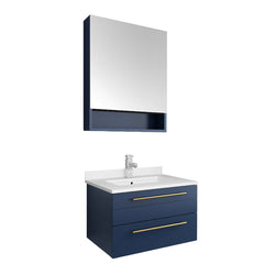 Fresca Lucera 24" Wall Hung Undermount Sink Modern Bathroom Vanity w/ Medicine Cabinet - Luxe Bathroom Vanities