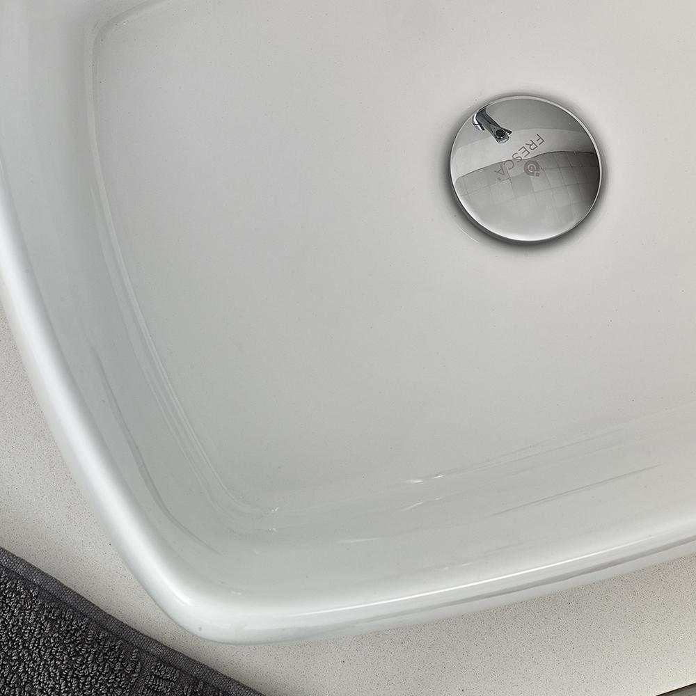 Fresca Lucera 36" White Wall Hung Vessel Sink Modern Bathroom Vanity w/ Medicine Cabinet - Left Version - Luxe Bathroom Vanities