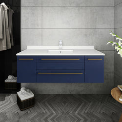 Fresca Lucera 48" Wall Hung Undermount Sink Modern Bathroom Vanity w/ Medicine Cabinet - Luxe Bathroom Vanities