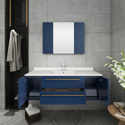 Fresca Lucera 48" Wall Hung Undermount Sink Modern Bathroom Vanity w/ Medicine Cabinet - Luxe Bathroom Vanities