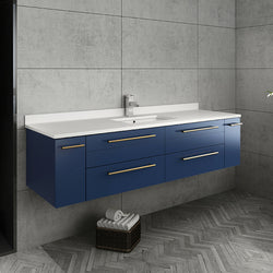 Fresca Lucera 60" Wall Hung Single Undermount Sink Modern Bathroom Vanity w/ Medicine Cabinet - Luxe Bathroom Vanities