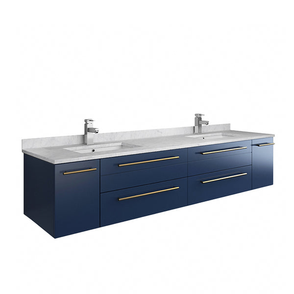 Fresca Lucera 72" Wall Hung Double Undermount Sink Modern Bathroom Vanity w/ Medicine Cabinets - Luxe Bathroom Vanities