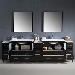 Fresca Torino 108" Espresso Modern Double Sink Bathroom Vanity w/ 3 Side Cabinets & Integrated Sinks - Luxe Bathroom Vanities