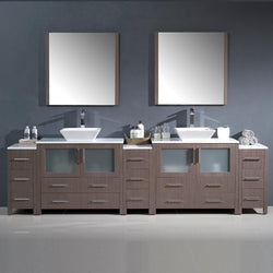 Fresca Torino 108" Gray Oak Modern Double Sink Bathroom Vanity w/ 3 Side Cabinets & Vessel Sinks - Luxe Bathroom Vanities