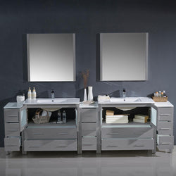 Fresca Torino 108" Gray Modern Double Sink Bathroom Vanity w/ 3 Side Cabinets & Integrated Sinks - Luxe Bathroom Vanities