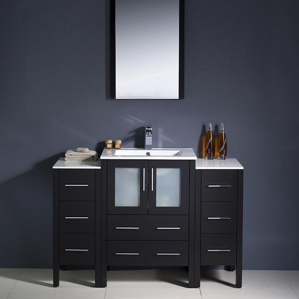 Fresca Torino 48" Espresso Modern Bathroom Vanity w/ 2 Side Cabinets & Integrated Sink - Luxe Bathroom Vanities