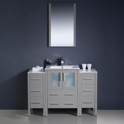 Fresca Torino 48" Gray Modern Bathroom Vanity w/ 2 Side Cabinets & Integrated Sink - Luxe Bathroom Vanities