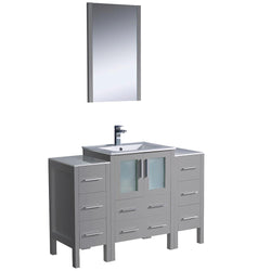 Fresca Torino 48" Gray Modern Bathroom Vanity w/ 2 Side Cabinets & Integrated Sink - Luxe Bathroom Vanities