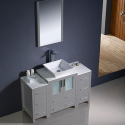 Fresca Torino 48" Gray Modern Bathroom Vanity w/ 2 Side Cabinets & Vessel Sink - Luxe Bathroom Vanities