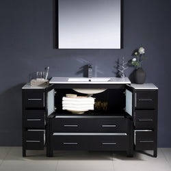 Fresca Torino 60" Espresso Modern Bathroom Vanity w/ 2 Side Cabinets & Integrated Sink - Luxe Bathroom Vanities
