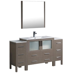 Fresca Torino 60" Gray Oak Modern Bathroom Vanity w/ 2 Side Cabinets & Integrated Sink - Luxe Bathroom Vanities