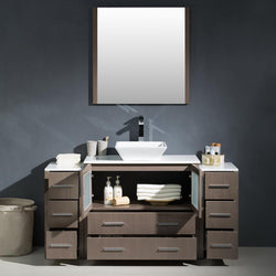 Fresca Torino 60" Gray Oak Modern Bathroom Vanity w/ 2 Side Cabinets & Vessel Sink - Luxe Bathroom Vanities