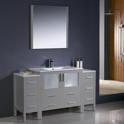 Fresca Torino 60" Gray Modern Bathroom Vanity w/ 2 Side Cabinets & Integrated Sink - Luxe Bathroom Vanities