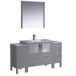 Fresca Torino 60" Gray Modern Bathroom Vanity w/ 2 Side Cabinets & Integrated Sink - Luxe Bathroom Vanities