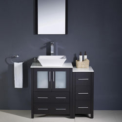 Fresca Torino 36" Espresso Modern Bathroom Vanity w/ Side Cabinet & Vessel Sink - Luxe Bathroom Vanities
