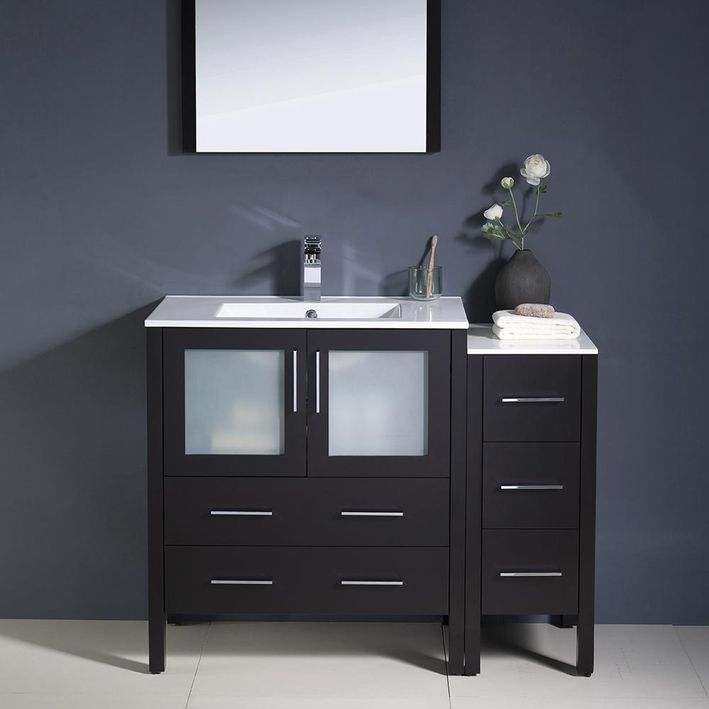 Fresca Torino 42" Espresso Modern Bathroom Vanity w/ Side Cabinet & Integrated Sink - Luxe Bathroom Vanities
