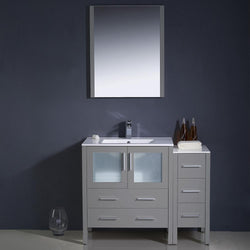 Fresca Torino 42" Gray Modern Bathroom Vanity w/ Side Cabinet & Integrated Sink - Luxe Bathroom Vanities
