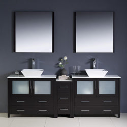 Fresca Torino 84" Espresso Modern Double Sink Bathroom Vanity w/ Side Cabinet & Vessel Sinks - Luxe Bathroom Vanities