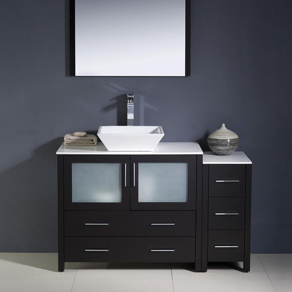 Fresca Torino 48" Espresso Modern Bathroom Vanity w/ Side Cabinet & Vessel Sink - Luxe Bathroom Vanities